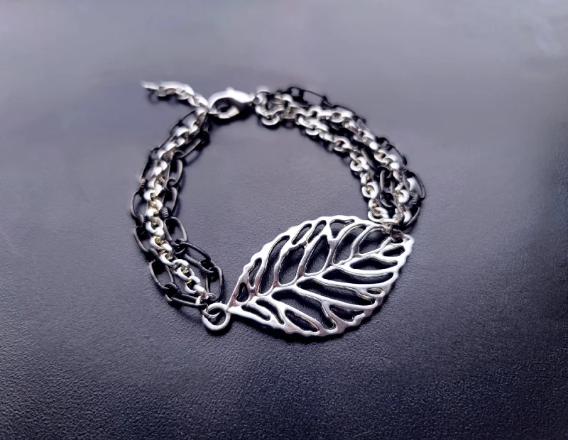 Custom Sterling Silver Bangle-Forest Treasure Bracelet