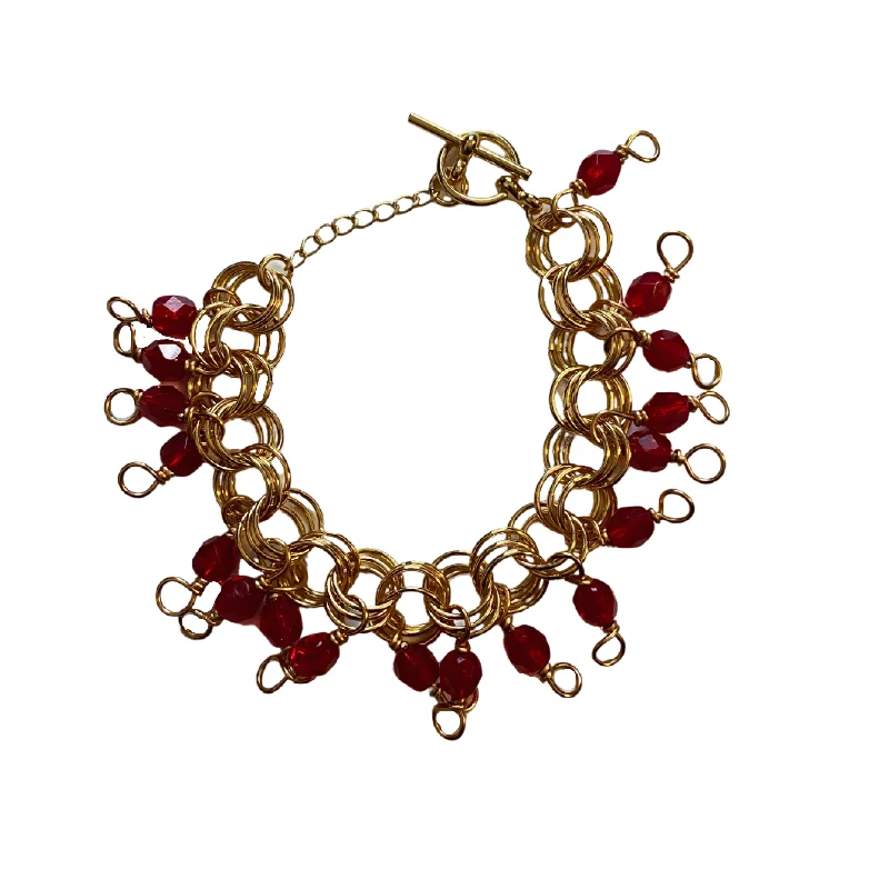 Simple Crystal and Gold Bracelet-The Donna Bracelet in Ruby Red