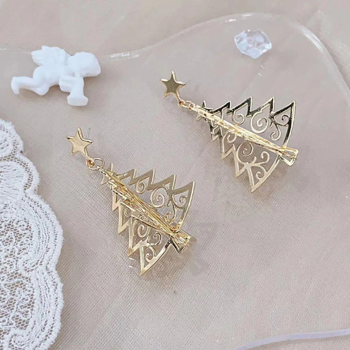 Fashion Christmas Tree Metal Plating Women's Drop Earrings 1 Pair