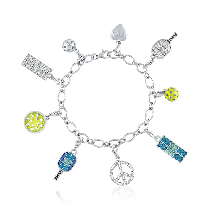 Diamond Tennis Bracelet-Pickleball Charm Bracelet