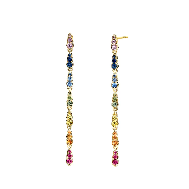 Cute Dangle Earrings-Rainbow Sapphire Earrings