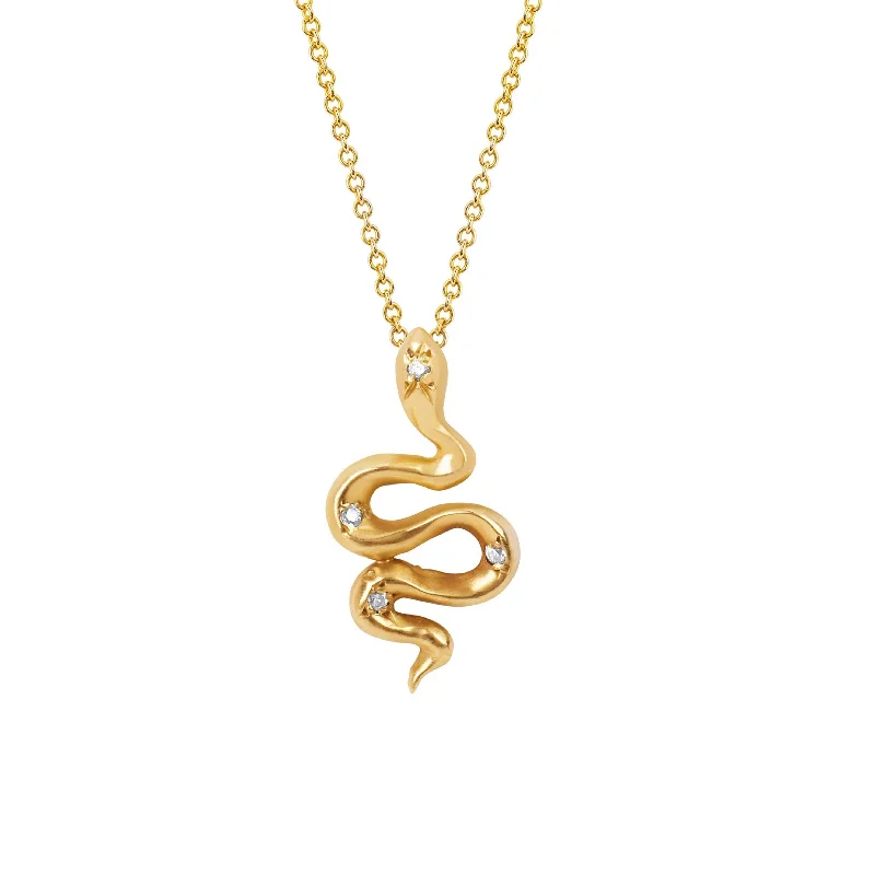 Wedding Pendant Necklace-Kundalini Snake Pendant with Star Set Diamonds