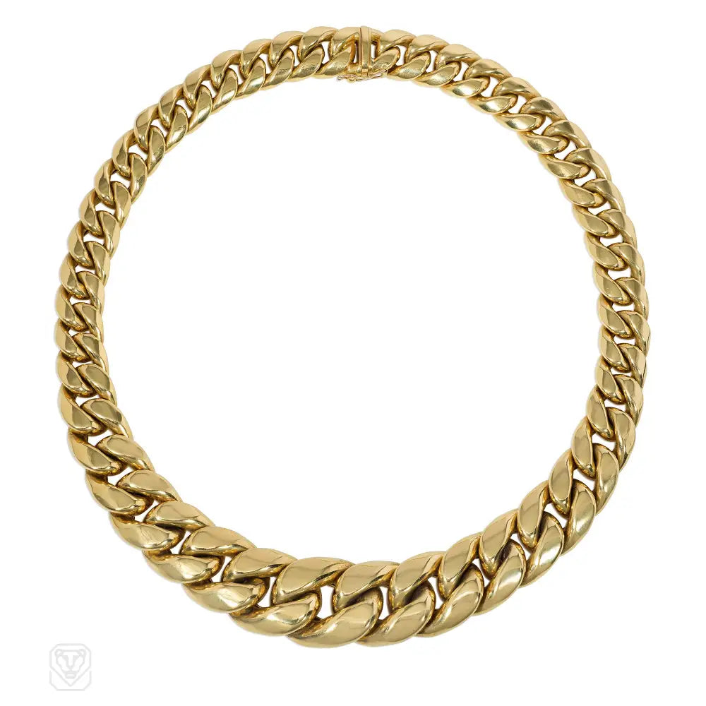 Elegant Bar Necklace-Estate gold graduated curb link necklace