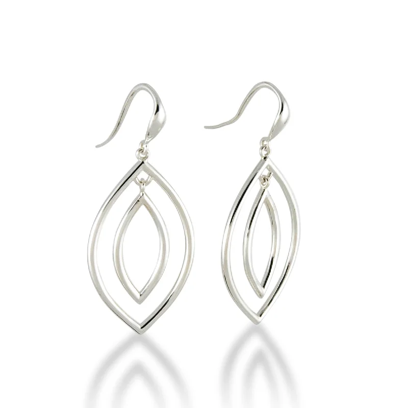 Luxury Pearl Earrings-Double Marquis Wire Drop