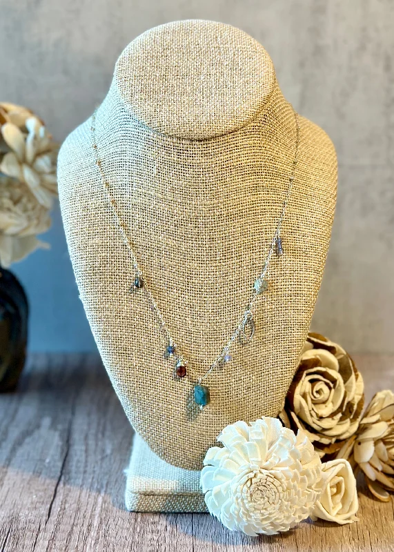 Gold Bead Pendant Necklace-Labradorite Charm Necklace