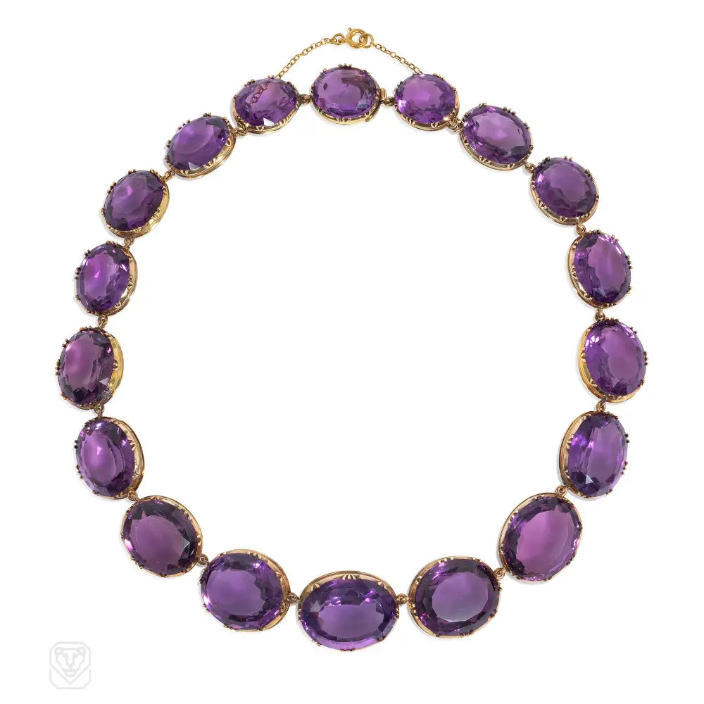 Designer Silver Necklace-Antique amethyst rivière necklace