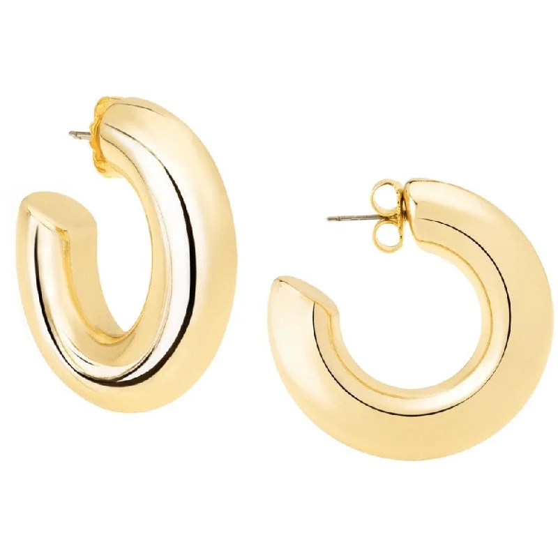 Luxury Gemstone Earrings-Large gold hoop