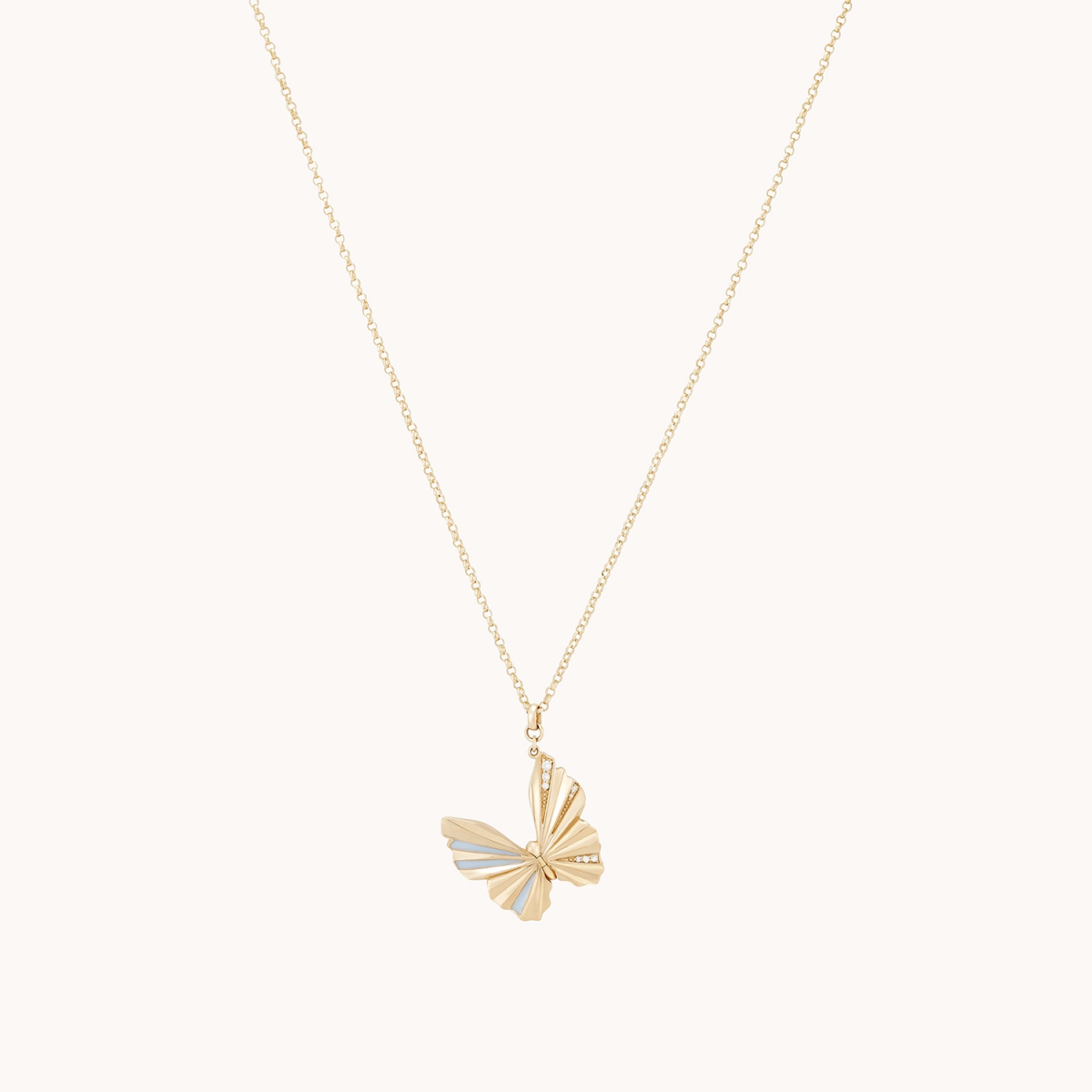 Diamond Necklace for Women-metamorphosis butterfly locket - 14k yellow gold