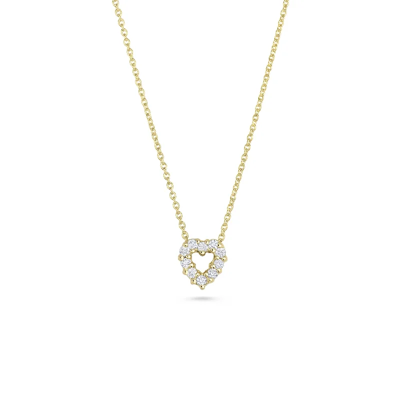 Vintage Gemstone Necklace-18K YELLOW GOLD TINY TREASURES DIAMOND HEART NECKLACE