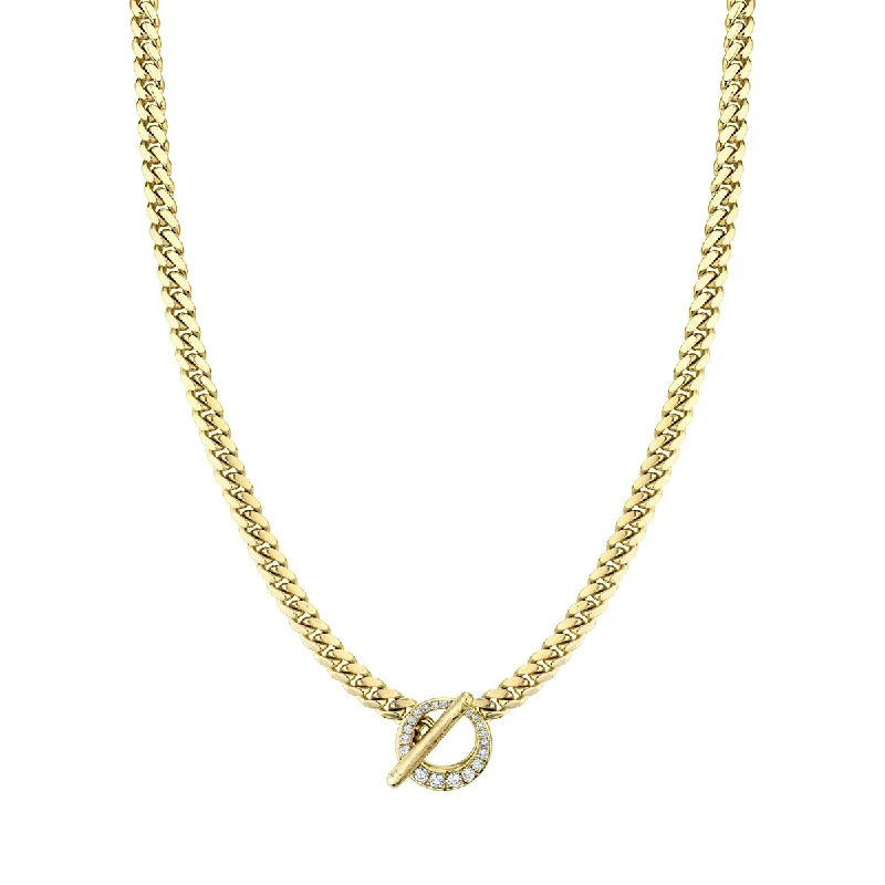 Long Layered Necklace-Queen Cuban Choker with Pavé Diamond Unity Toggle | Ready to Ship