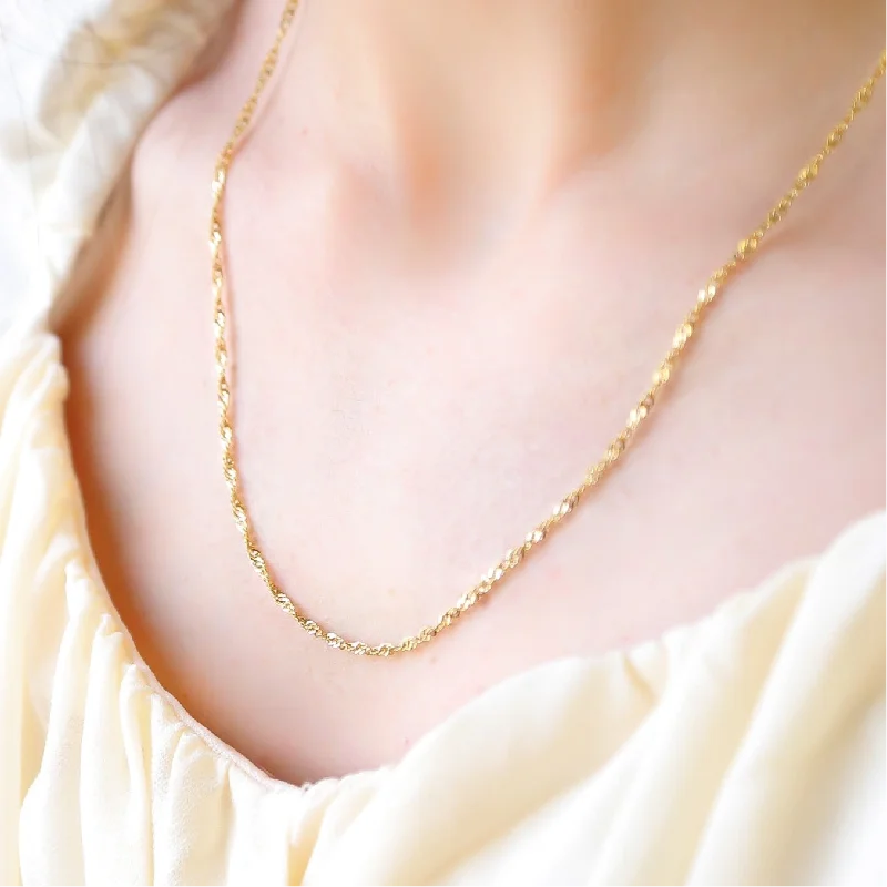 Elegant Crystal Necklace-CURRENT - 18K Gold or Silver Twisted Chain Necklace