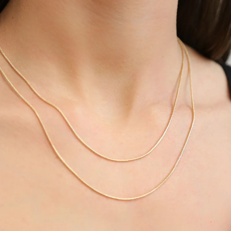 Classic Chain Necklace-ZINA - Double Layer Gold Snake Chain Necklace