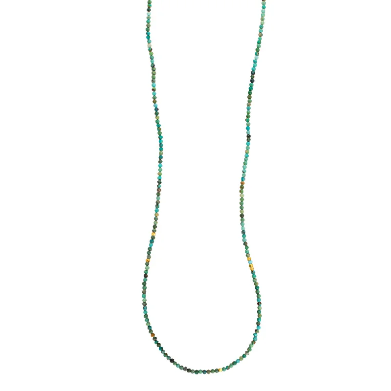 Gold Crystal Pendant Necklace-Tabula Rasa Turquoise Strand - 20-22"