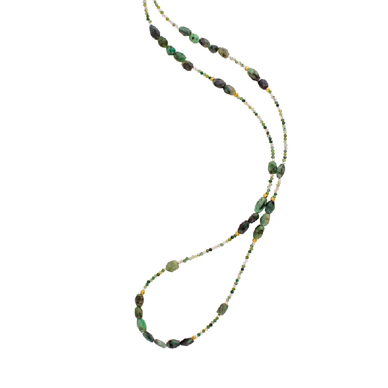 Dainty Beaded Necklace-Fields of Clover Stone Strand Necklace