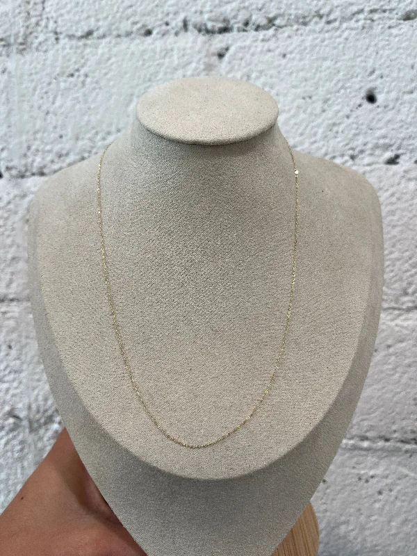 Simple Bar Necklace-14k Flat Link Chain