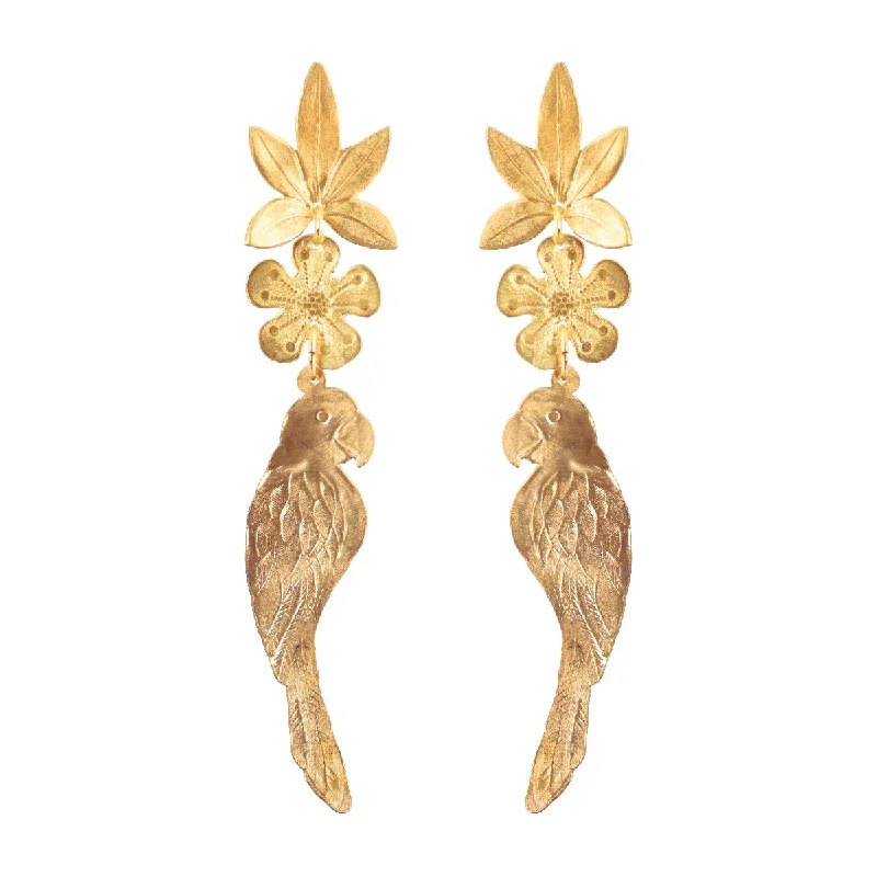 Handmade Gold Earrings-Macaw Earrings