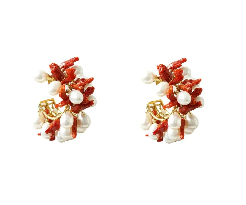 Stylish Stud Earrings-Coral Hoop