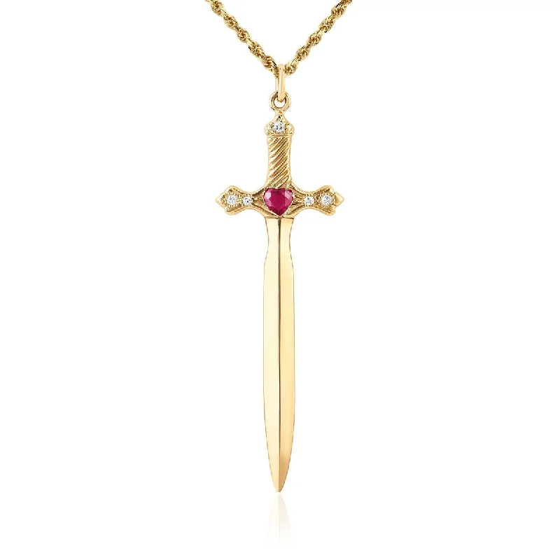 Vintage Bar Necklace-Sacred Heart Sword