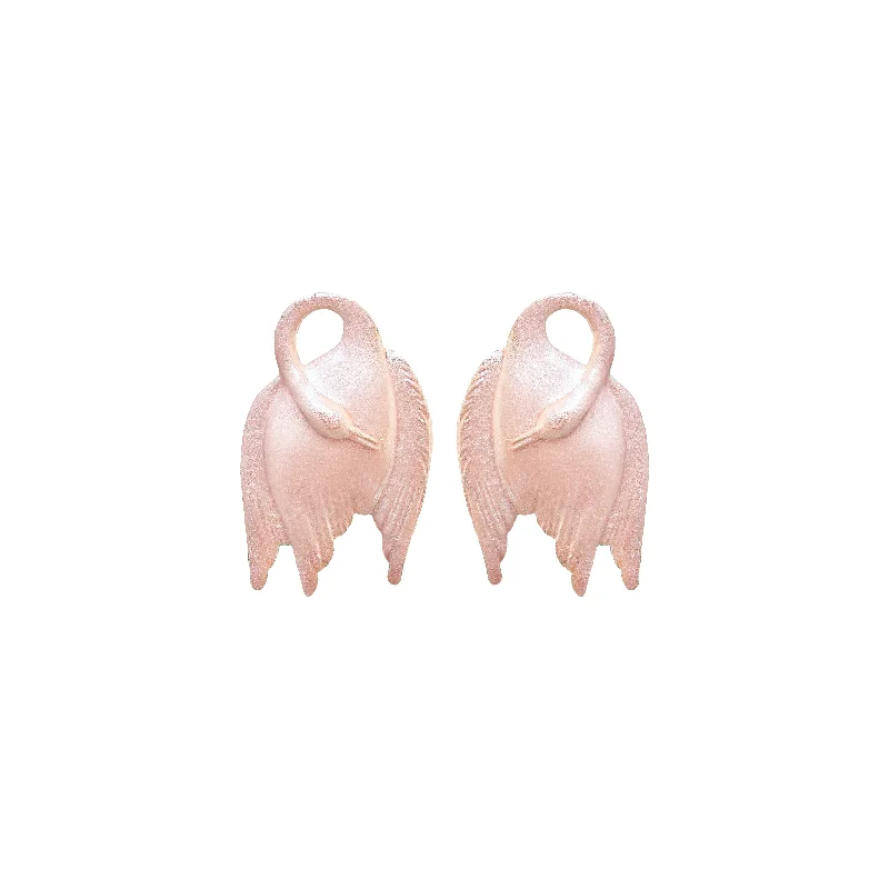 Handmade Hoop Earrings-Little Blush Swan Earrings