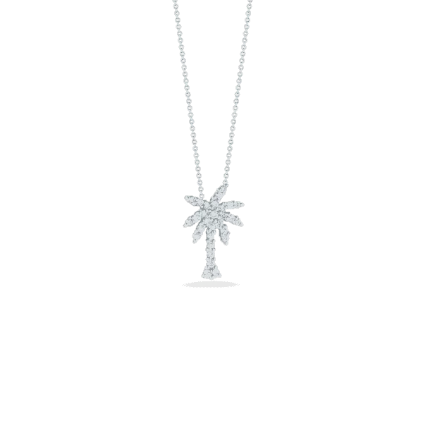 Star Shaped Necklace-18k White Gold & Diamond Palm Tree Necklace