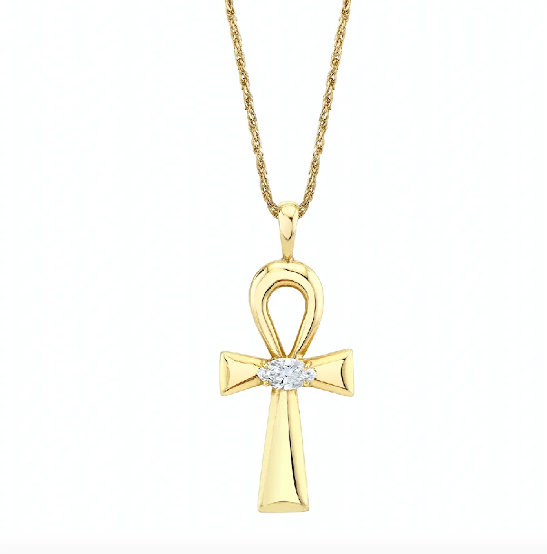 Chunky Gold Necklace-Angel Eye Ankh Necklace | Ready to Ship