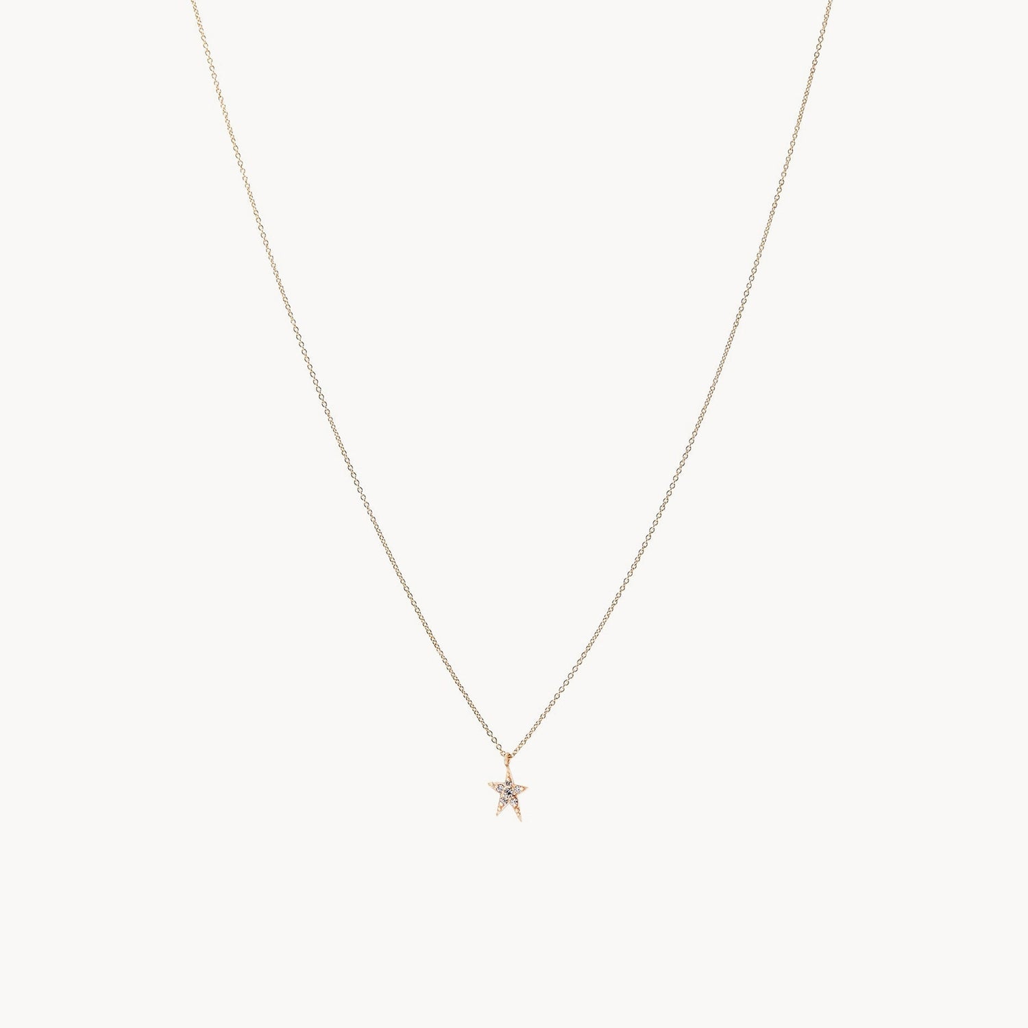 Gemstone Pendant Necklace-Guidance pave star pendant necklace - 14k yellow gold