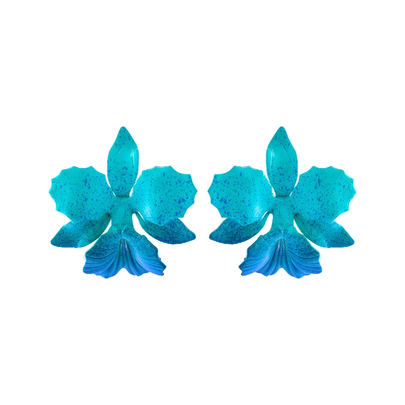 Cute Dangle Earrings-Ocean Laelia Orchid Studs