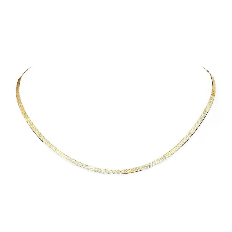 Long Silver Necklace-Small Liquid Gold Herringbone Necklace