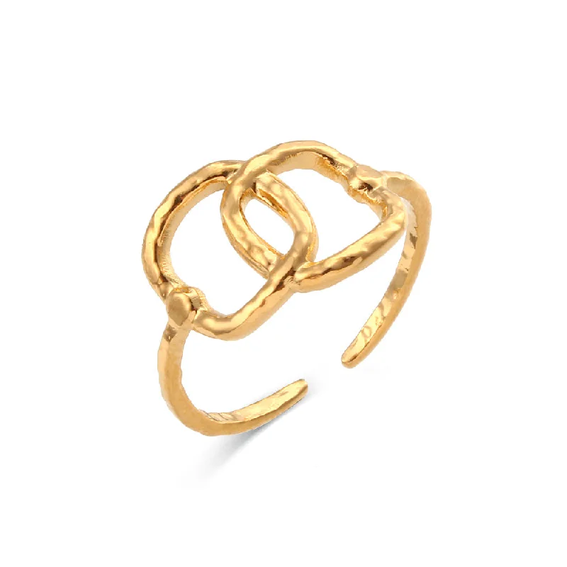 Retro Double Ring Interlaced Open Ring