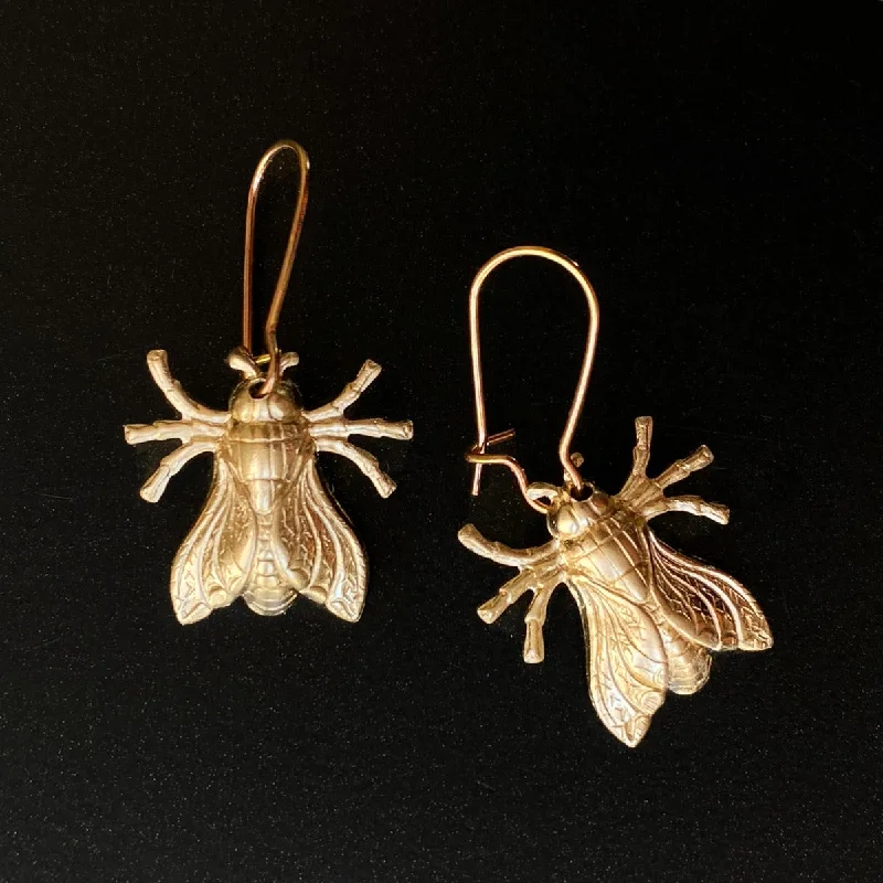 Simple Pearl Drop Earrings-Gold Fly Earrings