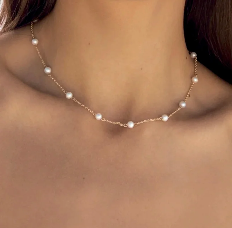 Retro Silver Necklace-DAMSEL - 18k Gold Plated and Pearl Necklace