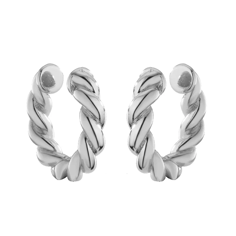 White Gold Color Twist Spiral 1 Pair