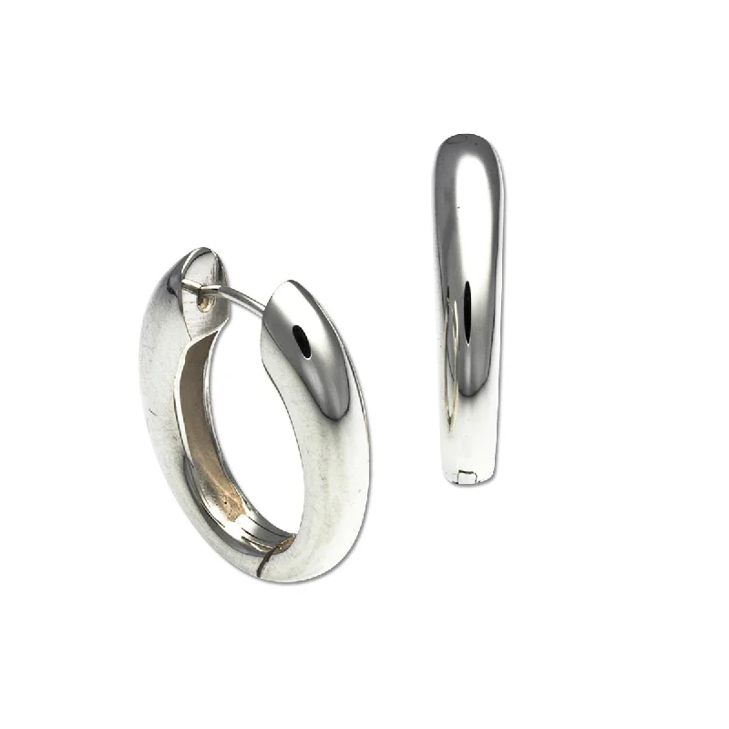 Silver Earrings with Opal-Large U Shaped Snap Hoops