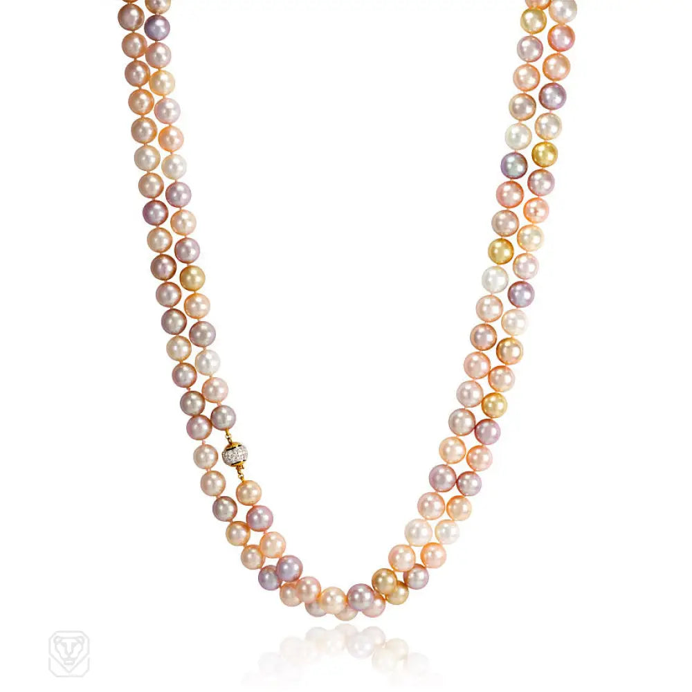 Delicate Gold Necklace-Two-strand South Sea and freshwater pearl necklace