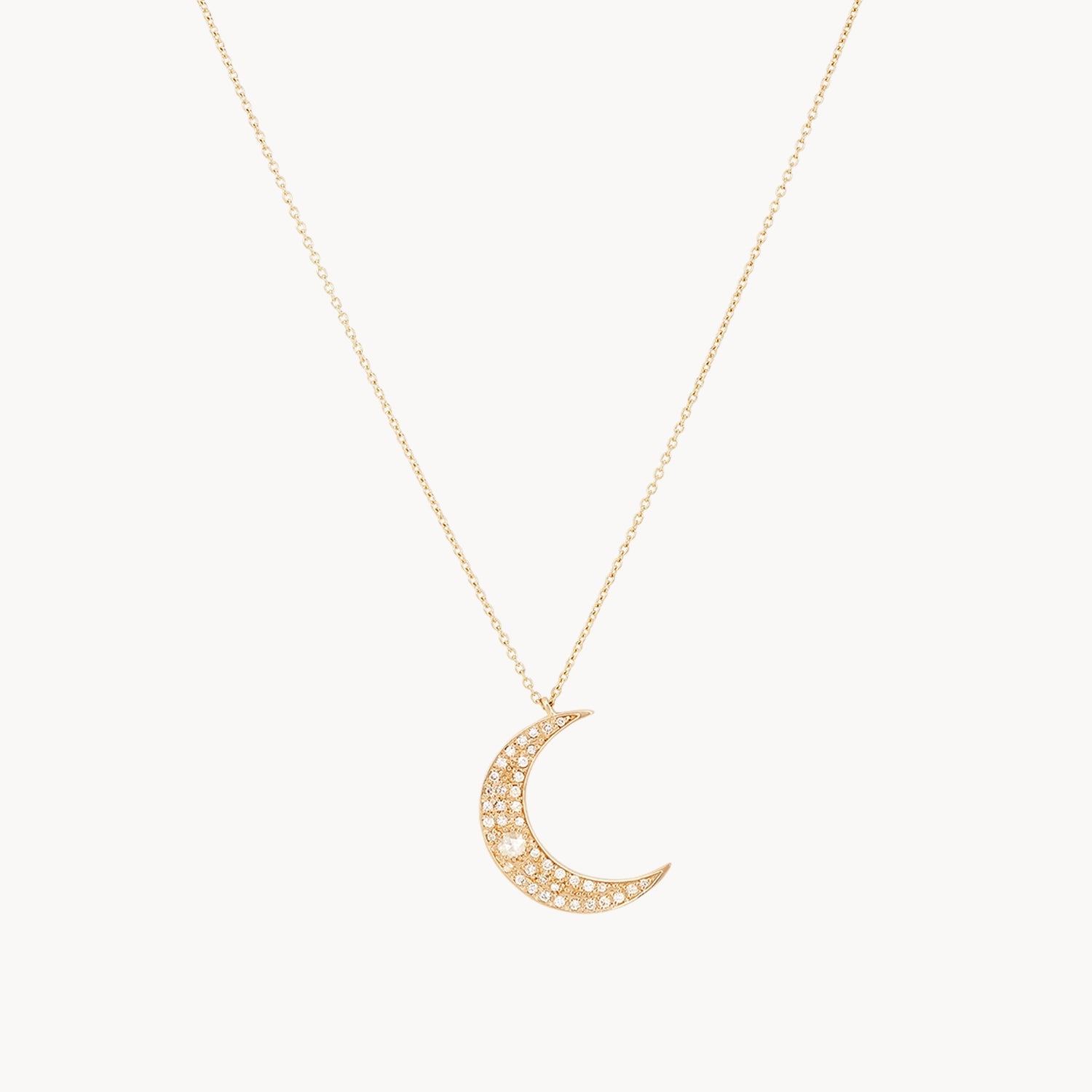 Rose Gold Pendant Necklace-Moonlight crescent diamond necklace