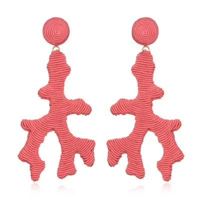 Unique Drop Earrings-Seychelles Silk Coral Drop Earrings Salmon