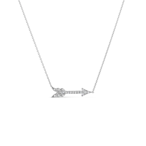 Dainty Gold Pendant Necklace-Roberto Coin 18kt White Gold Diamond Arrow Necklace