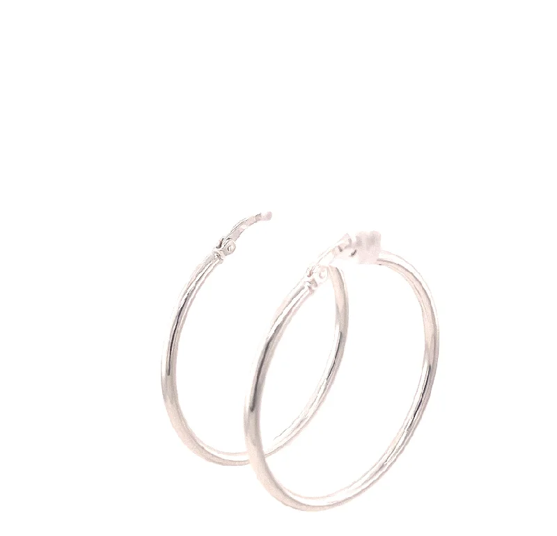 Handcrafted Bead Earrings-35mm Sterling Silver Hoop Earrings