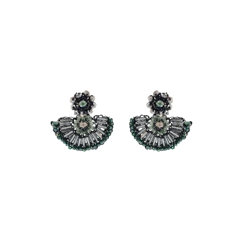 Diamond Drop Earrings-Moss Green Deco