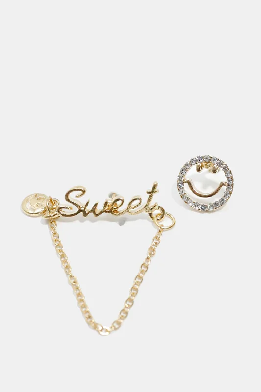 Cute Drop Earrings-Smiley Face & "SWEET" Stud Earrings