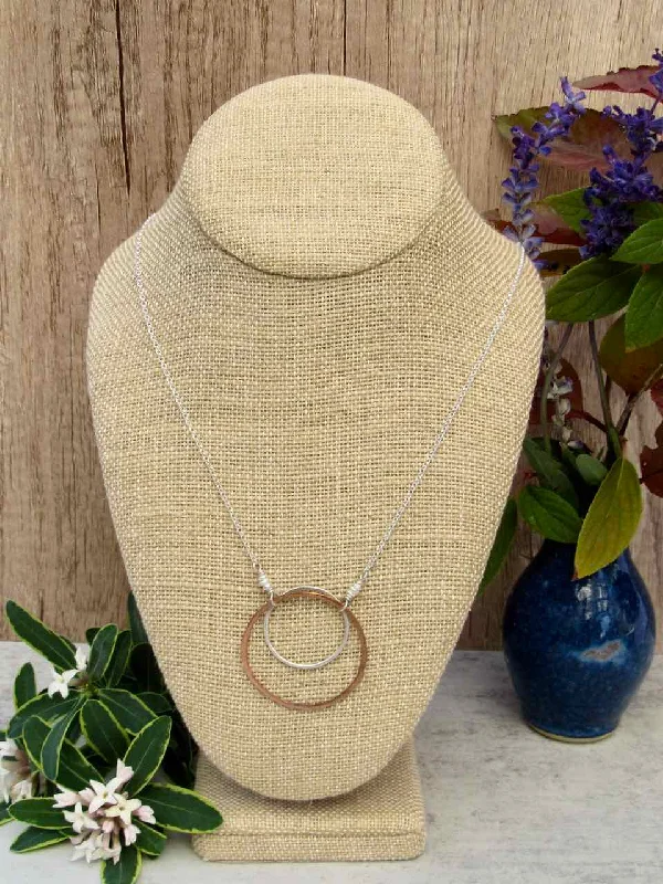 Custom Gemstone Pendant Necklace-Double Circle Necklace