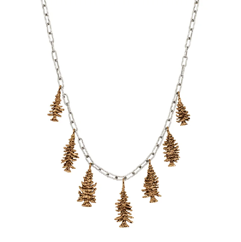 Adjustable Gold Necklace-Through the Trees Necklace in Bronze & Silver