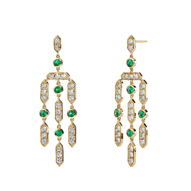 Bold Statement Earrings-Diamond Chandelier Earrings