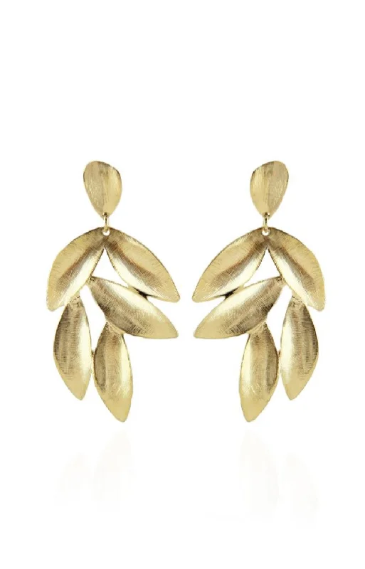 Casual Silver Earrings-Gold Leaf