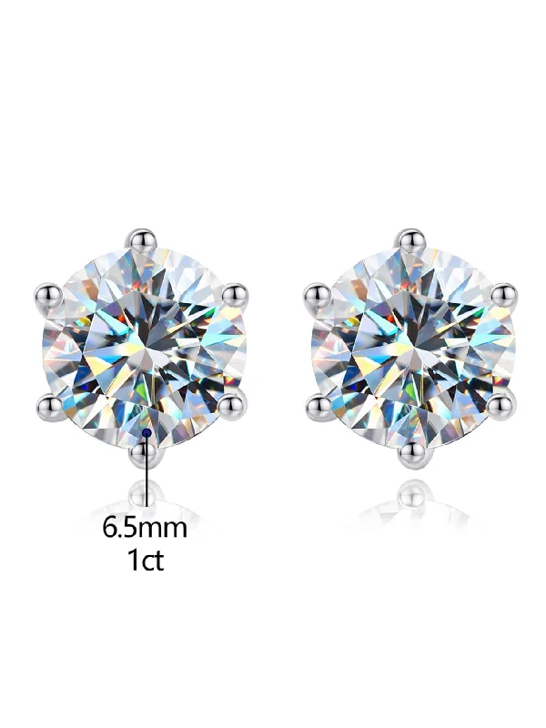 Shiny Geometric Sterling Silver Gra Inlay Moissanite Ear Studs