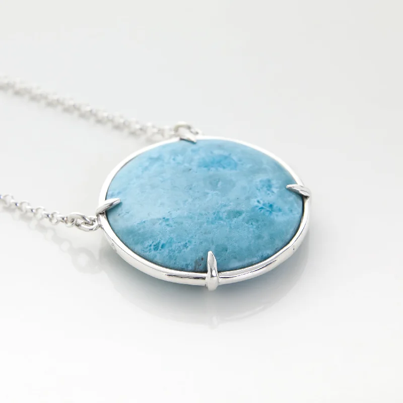 Unique Silver Bar Necklace-Larimar Necklace Veta Honda I