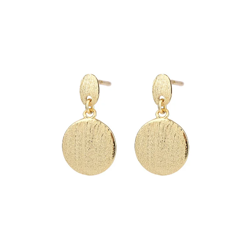 Round Eardrops Stud Earrings-Gold