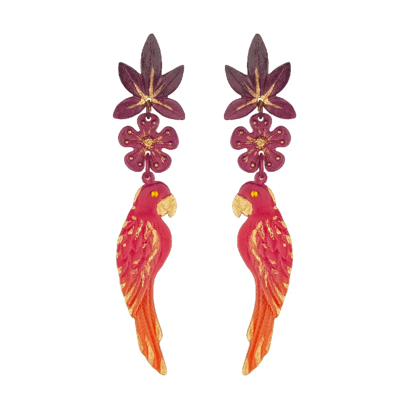 Luxury Pearl Earrings-Sunset Macaw Earrings