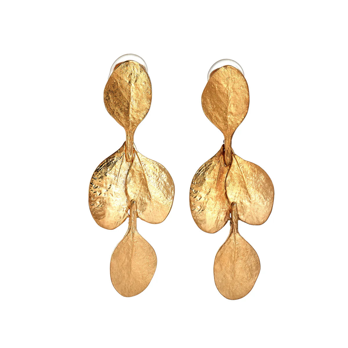 Silver Stud Earrings-Golden Leaf Drop Clip