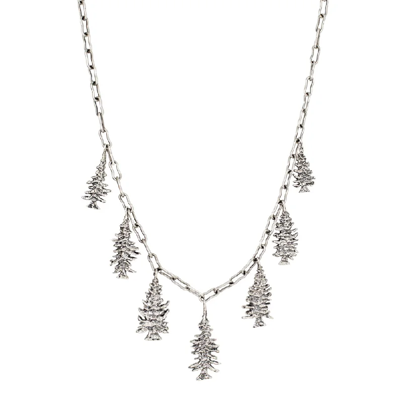 Pearl Charm Necklace-Through the Trees Necklace in Silver